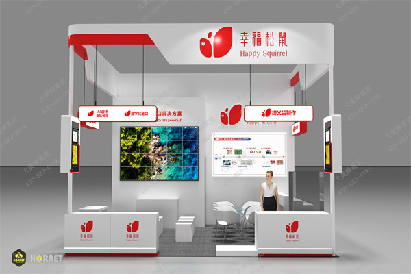 红白撞色口腔医疗展台｜干净科技感设计案例